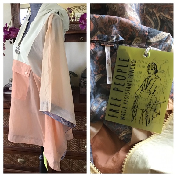 Free People ColorBlock Hooded Poncho Jacket. NWT. - Picture 6 of 7